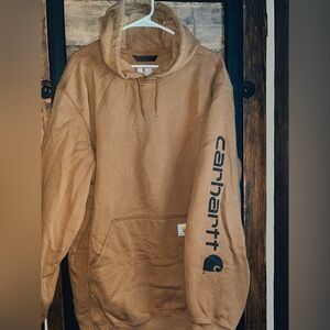 Carhartt Tan Hoodie with Logo Sleeve